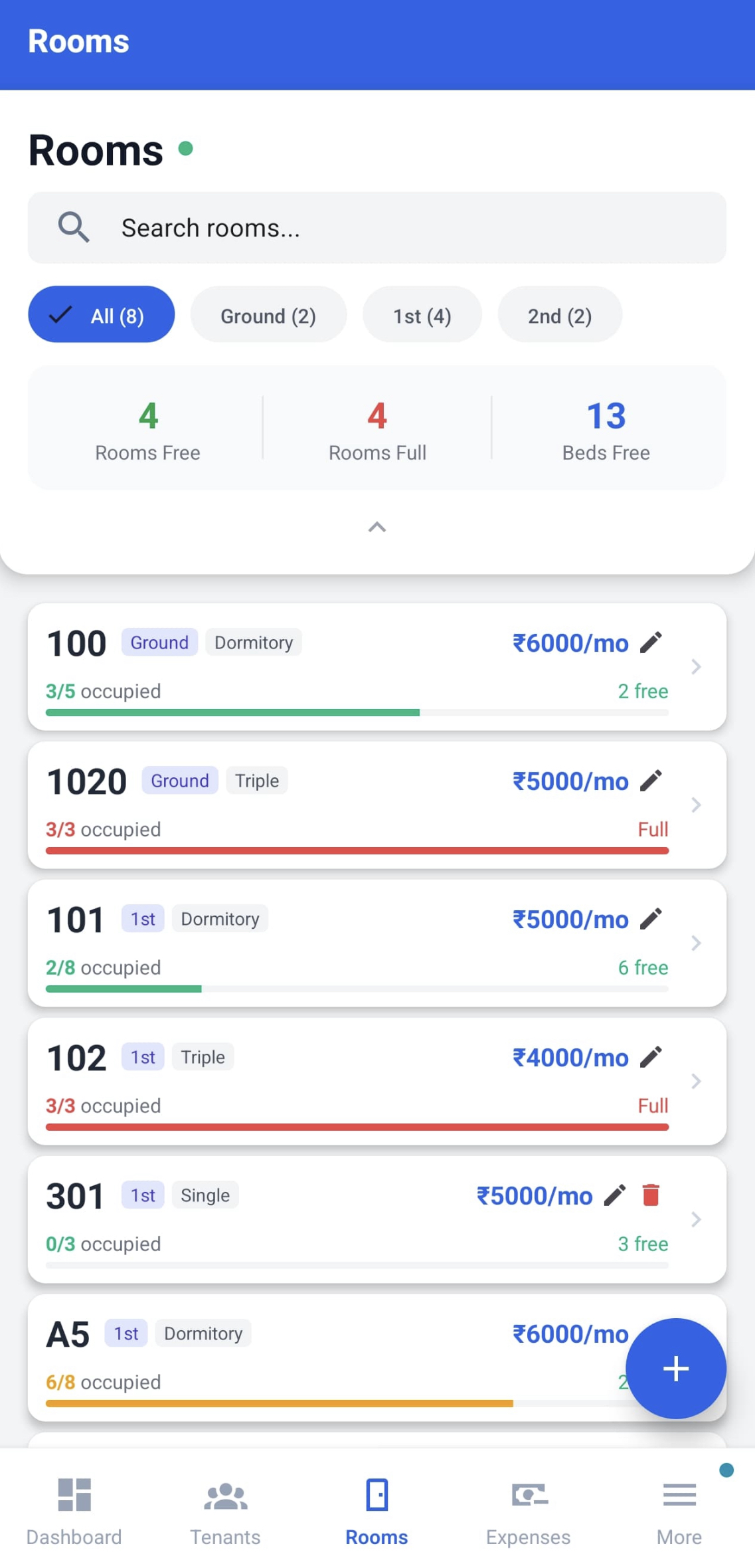 Dormico Room Management - hostel management feature screenshot